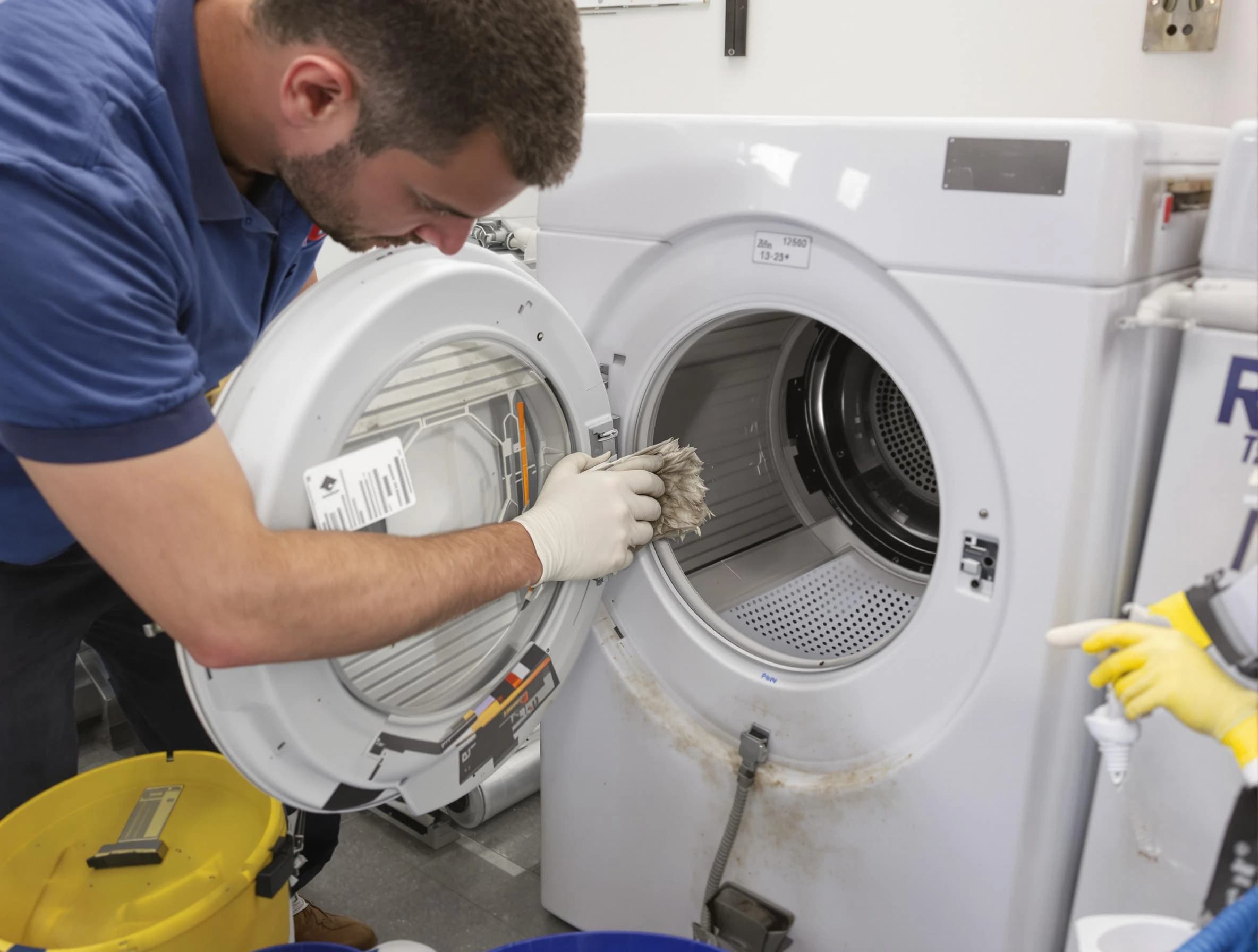 Fontana Dryer Vent Cleaning specialist performing detailed lint trap cleaning service in Fontana