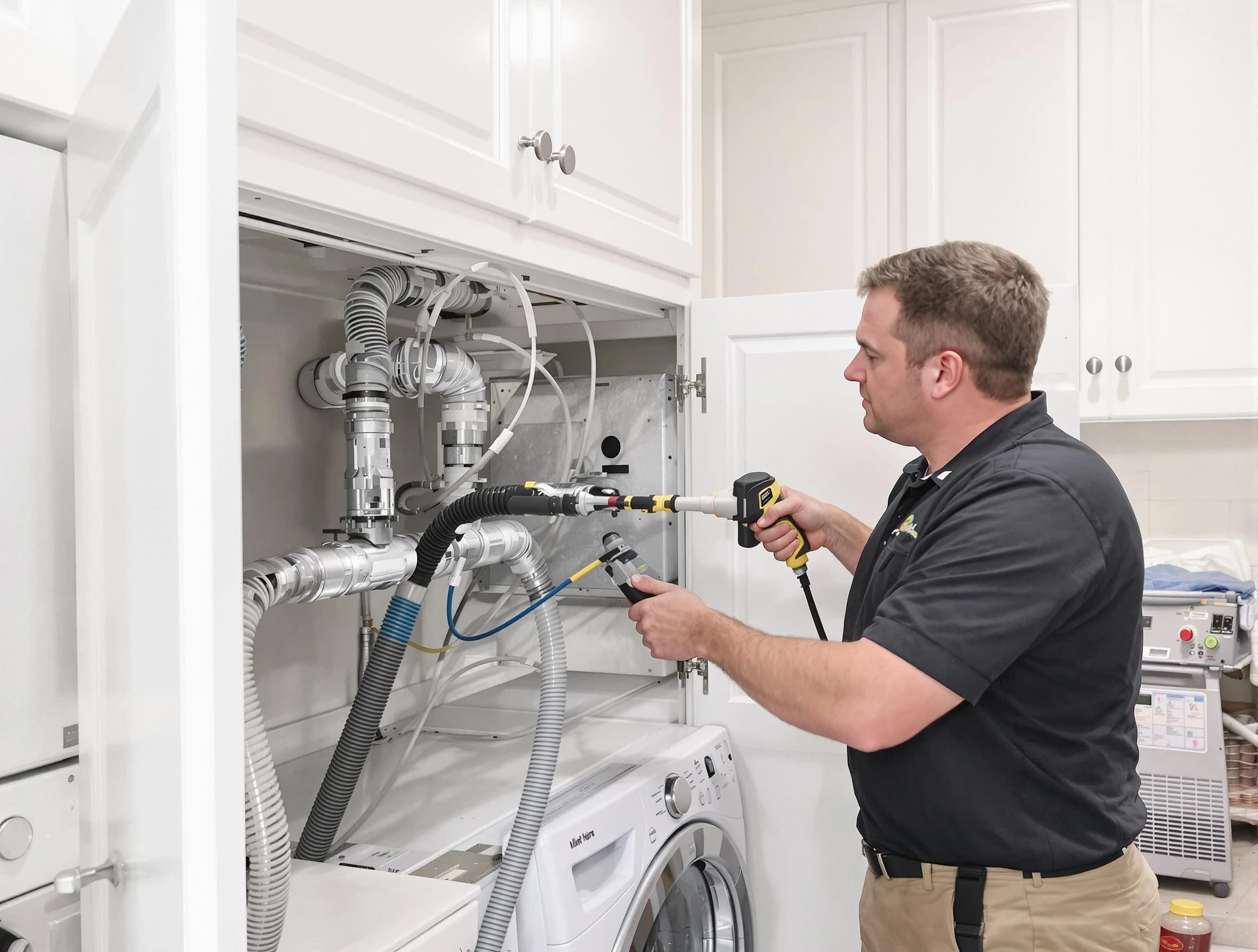 Fontana Dryer Vent Cleaning professional removing severe blockage from a clogged dryer vent in Fontana