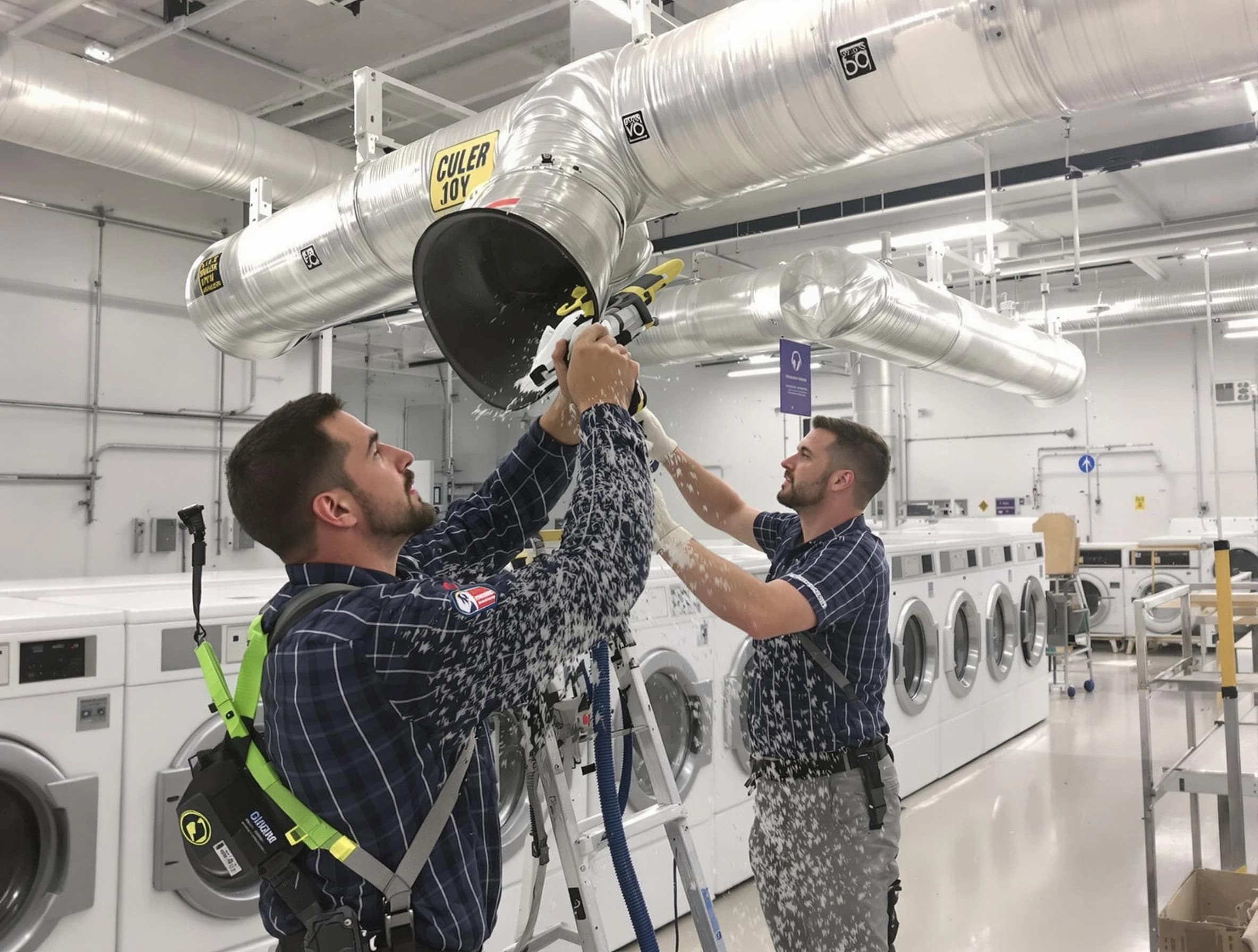 Fontana Dryer Vent Cleaning team performing large-scale commercial dryer vent cleaning in Fontana