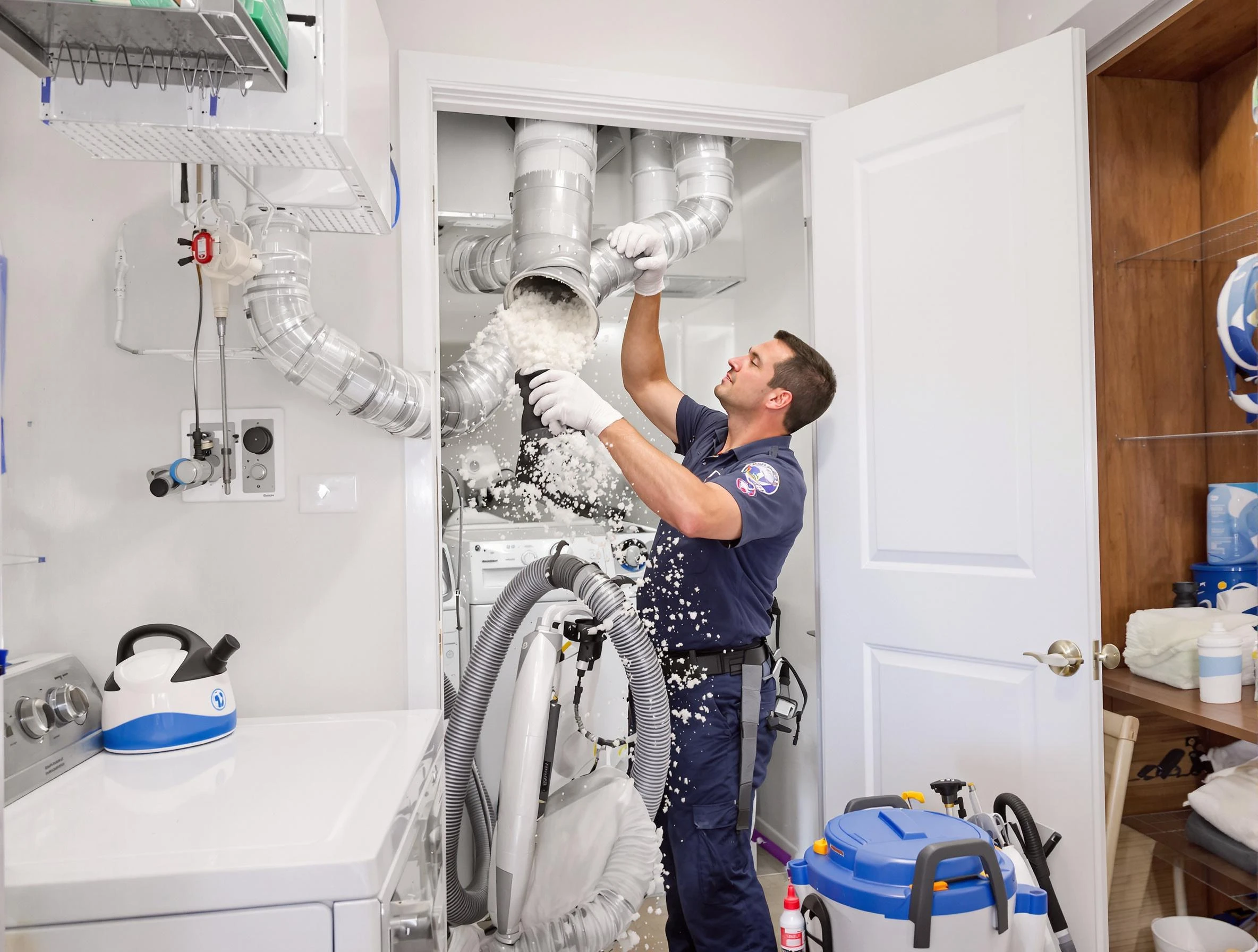 Fontana Dryer Vent Cleaning technician delivering thorough residential dryer vent cleaning service in Fontana